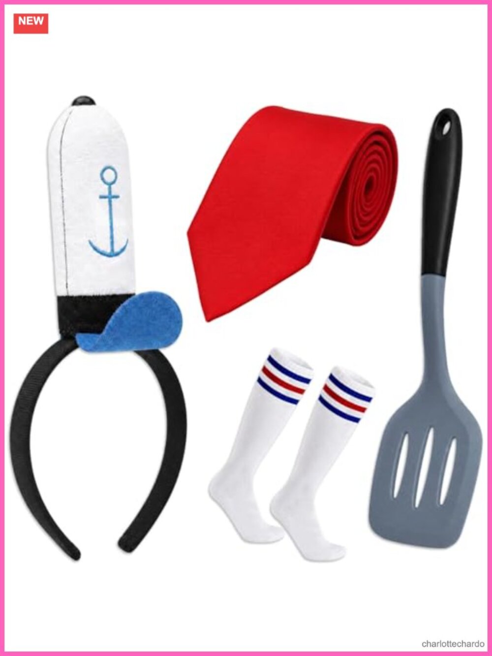 4Pcs Halloween Sailor Costume Accessory Set Headband Tie Socks Party Cosplay
